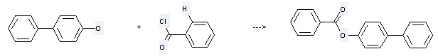 The [1,1'-Biphenyl]-4-ol,4-benzoate could be obtained by the reactants of benzoyl chloride and biphenyl-4-ol.